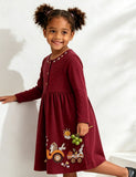 Hedgehog Applique Long Sleeve Dress