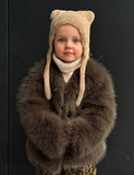 Luxury Taupe Faux Mink Fur Coat Or Vest