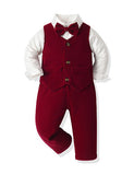 Velvet Vest Bow Tie Shirt Pants Four-piece Set