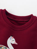 Swan Applique Tulle Spliced Sweatshirt