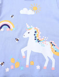 Kurzarm-T-Shirt mit Regenbogen-Einhorn-Print