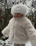 Luxury Taupe Faux Mink Fur Coat Or Vest