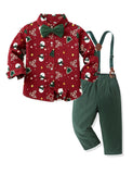 Christmas Vintage Snowflake Velvet Overalls Plaid Shirt Set