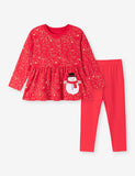 Cute Christmas Snowman Applique Long-sleeved Suit