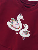 Swan Applique Tulle Spliced Sweatshirt