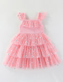 Halloween 3D Pumpkin Ghost Applique Multi-layer Tulle Dress