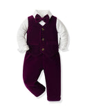Velvet Vest Bow Tie Shirt Pants Four-piece Set