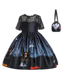 Halloween Ghost Print Lace Dress