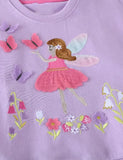 Süßes Sweatshirt mit Feen-Schmetterling-Stickerei