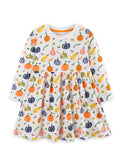 Autumn Pumpkin Print Long-sleeved Dress