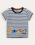 African Animals Applique Short Sleeve T-Shirt