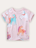 T-shirt con stampa unicorno