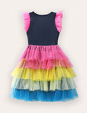 Colorful Butterfly Multi-layer Tulle Dress