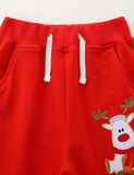 Christmas Deer Applique Sweatshirt Sweatpants Set