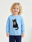 Cute Black Cat Applique Sweatshirt