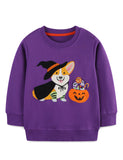 Halloween Puppy Pumpkin Applique Sweatshirt