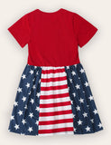 Independence Day Sequined Embroidered Heart Dress