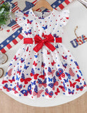 Independence Day Butterfly Printed Bow Dress