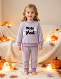 Halloween Ghost Embroidered Sweatshirt Set