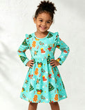 Christmas Printed Long-sleeved Dress