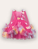 Three-dimensional Butterfly Ombre Rainbow Tulle Princess Dress