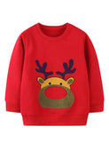Cartoon Christmas Elk Embroidered Sweatshirt