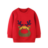 Cartoon Christmas Elk Embroidered Sweatshirt