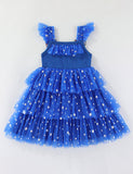 Independence Day 3D Star Multi-layer Tulle Suspender Dress