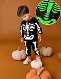 Halloween Luminous Skeleton Print Pajama Set