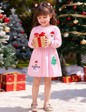 Christmas Cute Applique Long Sleeve Dress