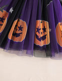 Halloween Fly-sleeved Pumpkin Tulle Dress