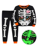 Halloween Luminous Skeleton Print Pajama Set
