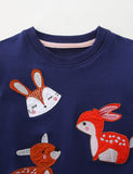 Autumn Animal Applique Tulle Splicing Sweatshirt