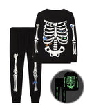 Halloween Luminous Skeleton Print Pajama Set