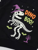 Halloween Dinosaur Skeleton Luminous Print Sweatshirt & Sweatpants
