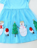 Christmas Snowman Christmas Tree Applique Tulle Dress