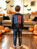 Halloween Colorful Skeleton Print Pajamas
