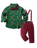 Christmas Vintage Snowflake Velvet Overalls Plaid Shirt Set