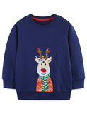 Christmas Cute Elk Embroidered Sweatshirt