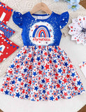 Independence Day Letter Rainbow Small Flying Sleeve Dress