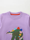 Cute Dinosaur Applique Sweatshirt Set