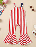 Independence Day Sleeveless Striped Star Print Jumpsuit