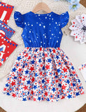 Independence Day Letter Rainbow Small Flying Sleeve Dress
