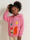 Autumn Squirrel Applique Hooded Sweatshirt