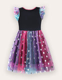 Rainbow Unicorn Print Tulle Dress