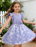 Butterfly Print Tulle Bow Dress