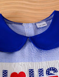 Independence Day Embroidered Sleeve Doll Collar Roller Dress