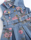 Blomsterprint i talje denimkjole