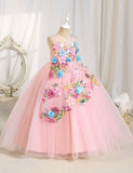 Flower Decoration Sequin Princess Party Dress