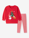 Chrsitmas Tree & Snowman Applique Sweatshirt Set